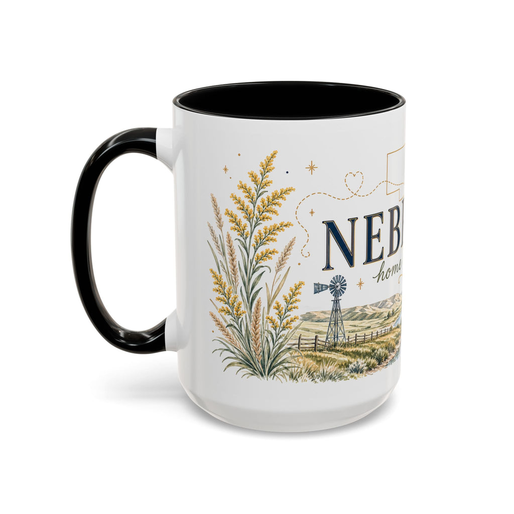 Nebraska State Mug | Moving Away, Long Distance Friendship Gift | Botanical Landscape Accent Mug