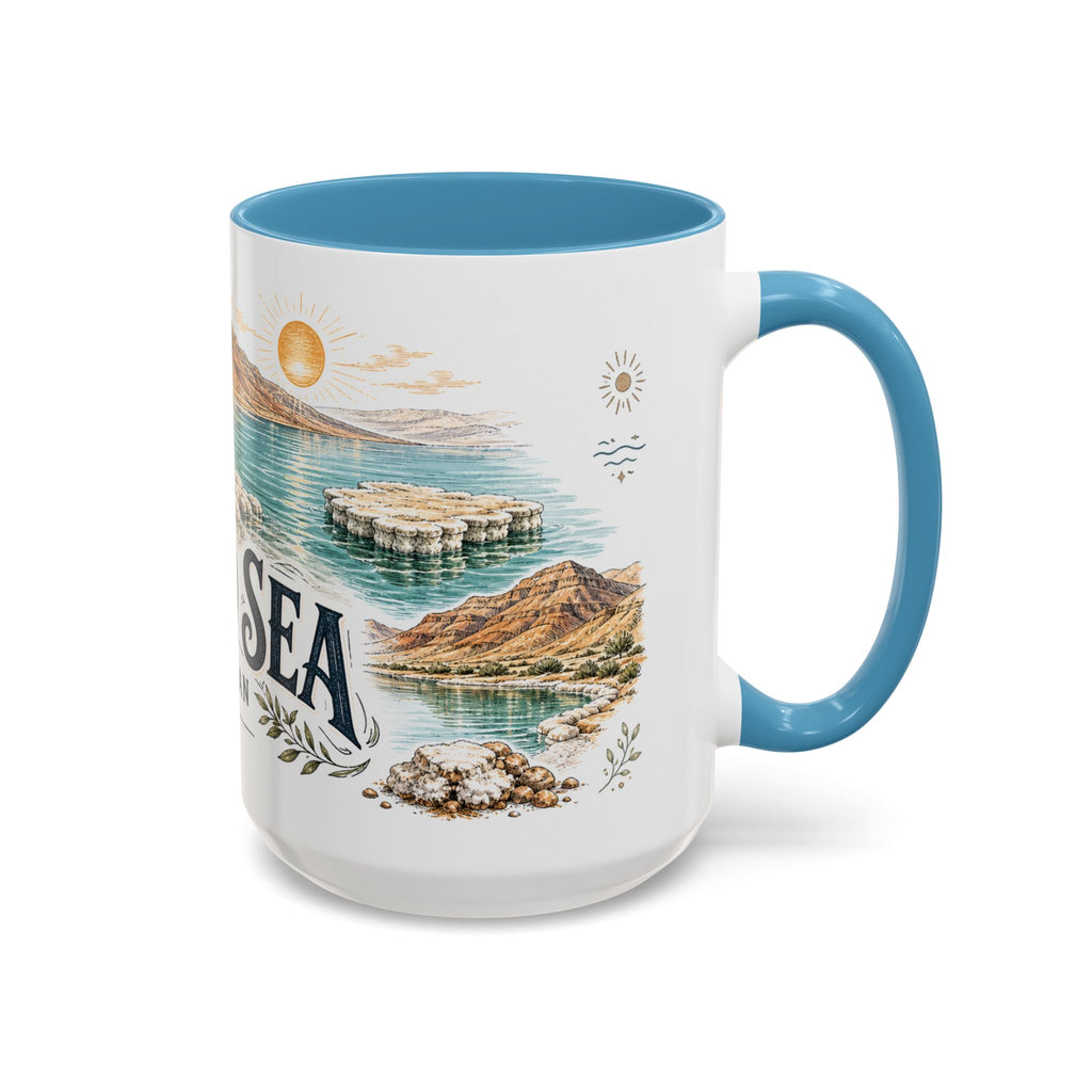 Dead Sea Mug, Jordan Travel Souvenir, Bucket List Gift, Accent Ceramic Coffee Mug 11oz 15oz