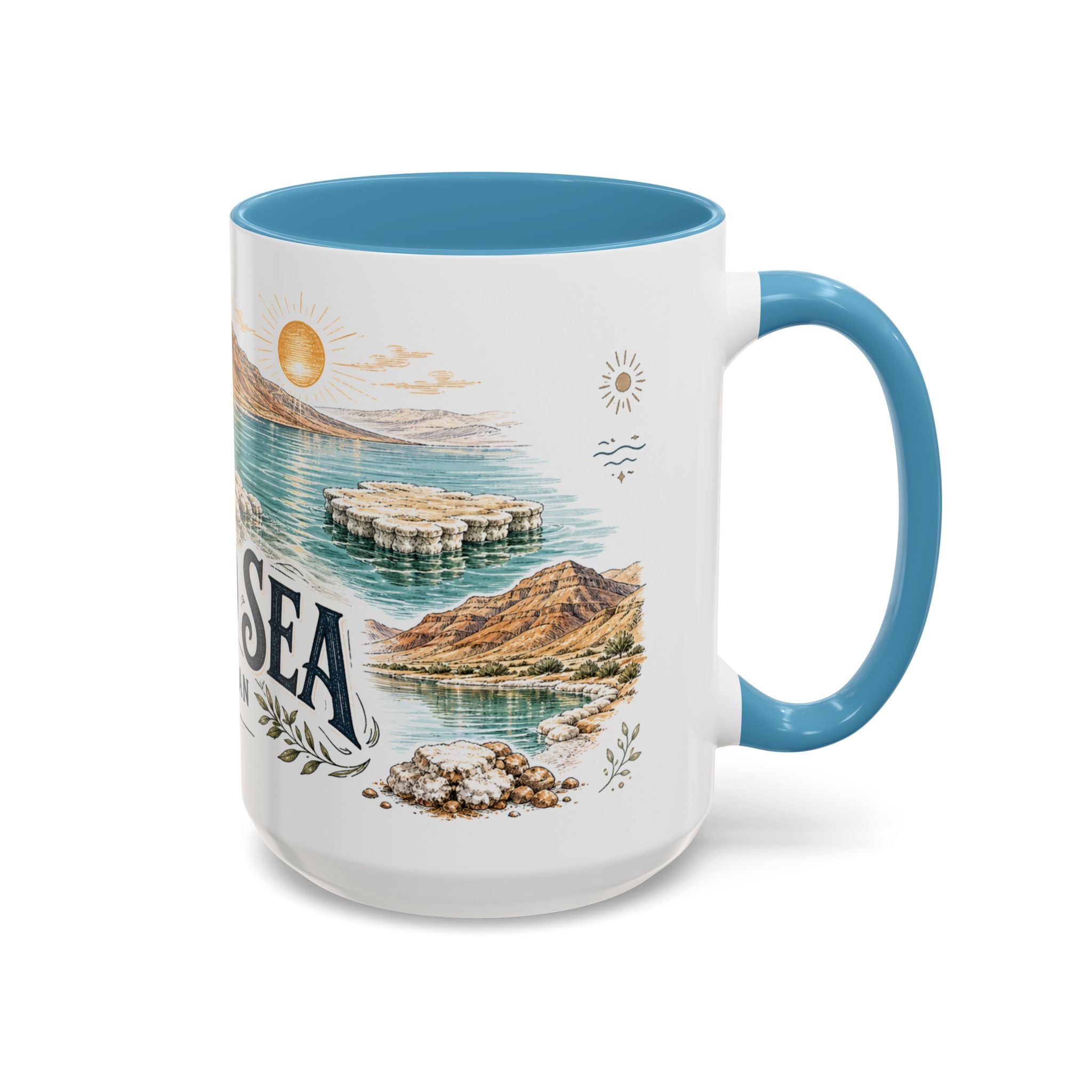 Dead Sea Mug, Jordan Travel Souvenir, Bucket List Gift, Accent Ceramic Coffee Mug 11oz 15oz