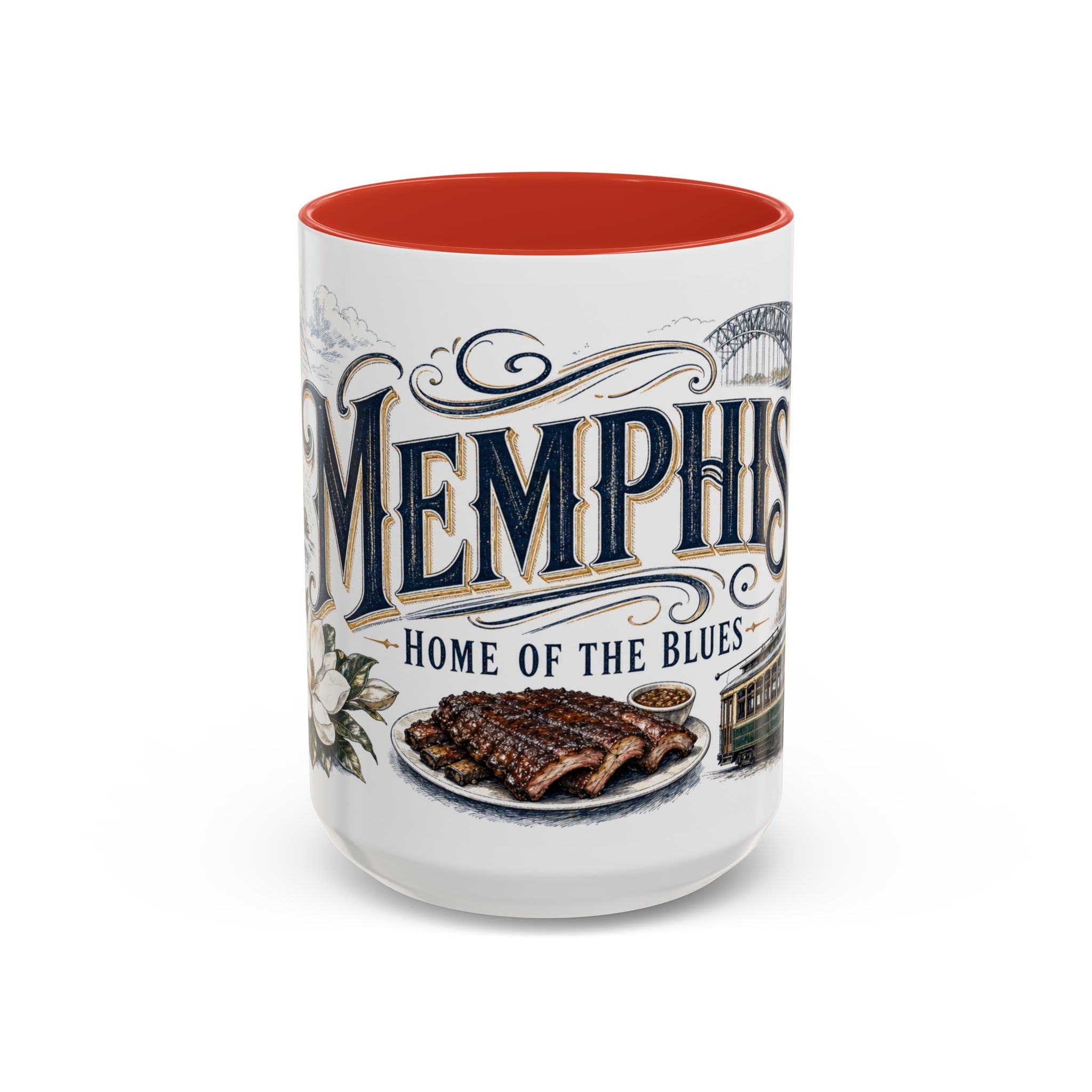 Memphis Coffee Mug | United States Travel Souvenir | Vintage Illustrated City Gift | 11 oz 15 oz Accent Mug
