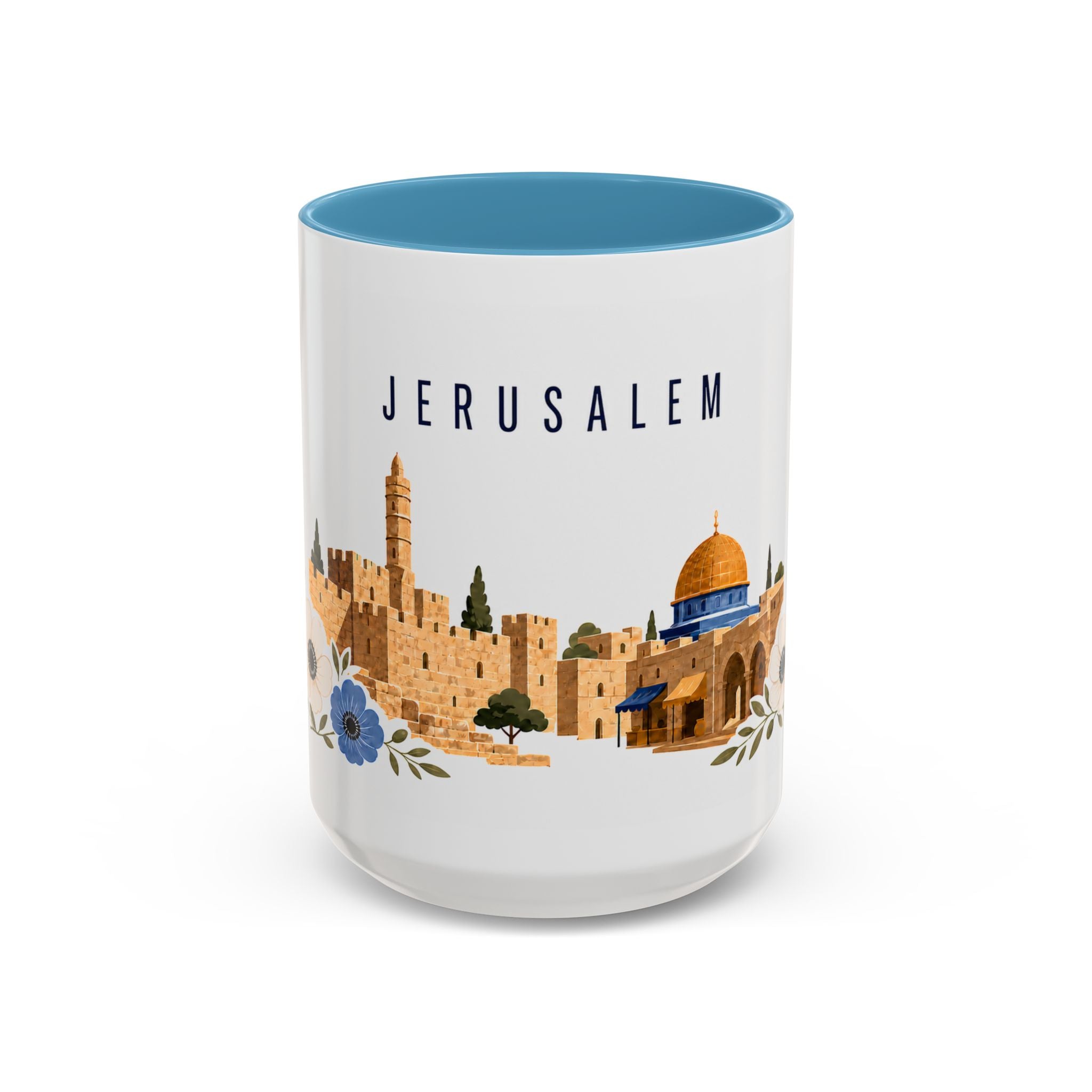 Jerusalem Coffee Mug | Israel Travel Souvenir | Porcelain Decal City Gift | 11oz 15oz Accent Mug