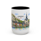 Dinant Illustrated Travel Mug | Belgium Souvenir Accent Coffee Mug | 11oz 15oz Ceramic Cup