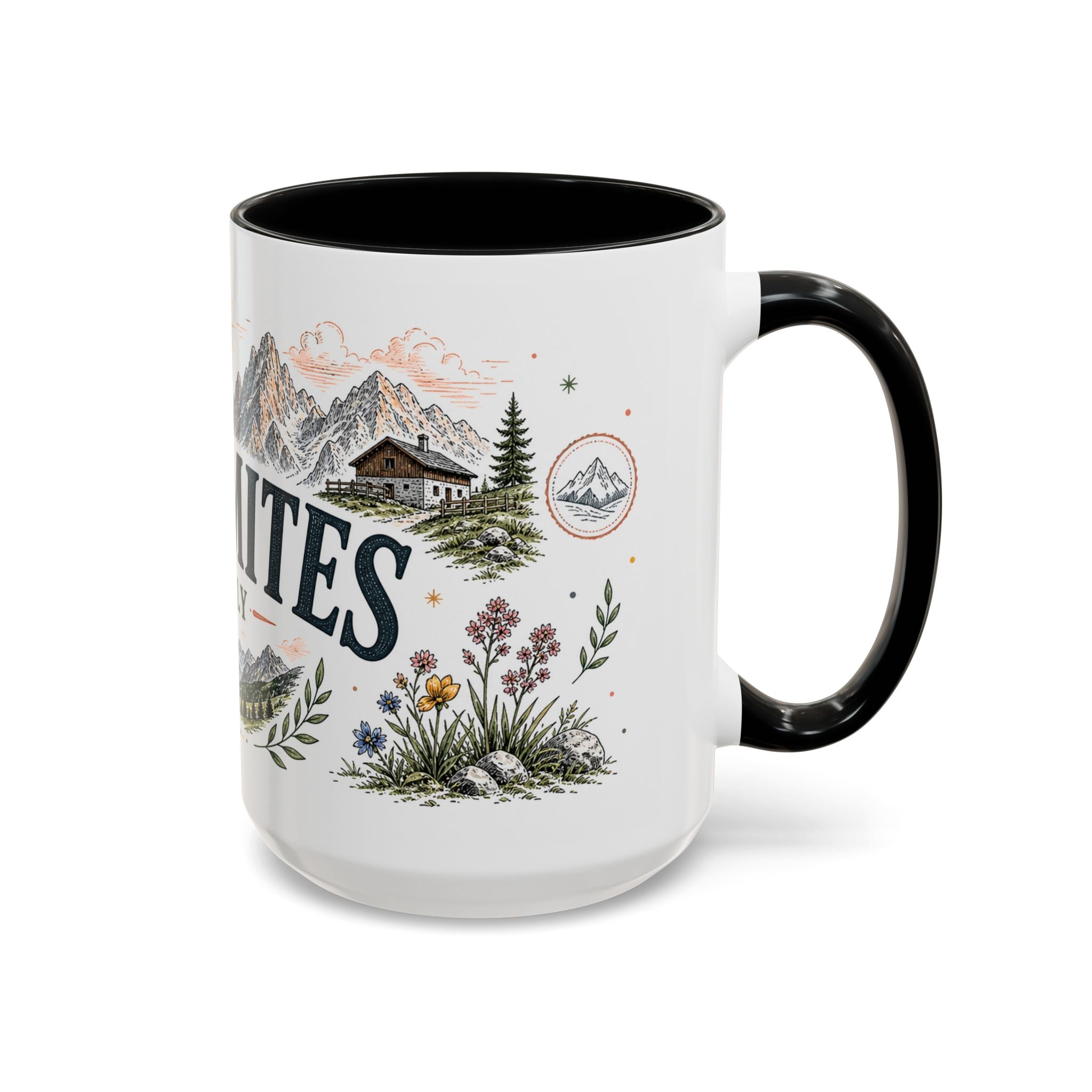 Dolomites Coffee Mug | Travel Destination Souvenir Gift | Accent Color Ceramic 11oz 15oz