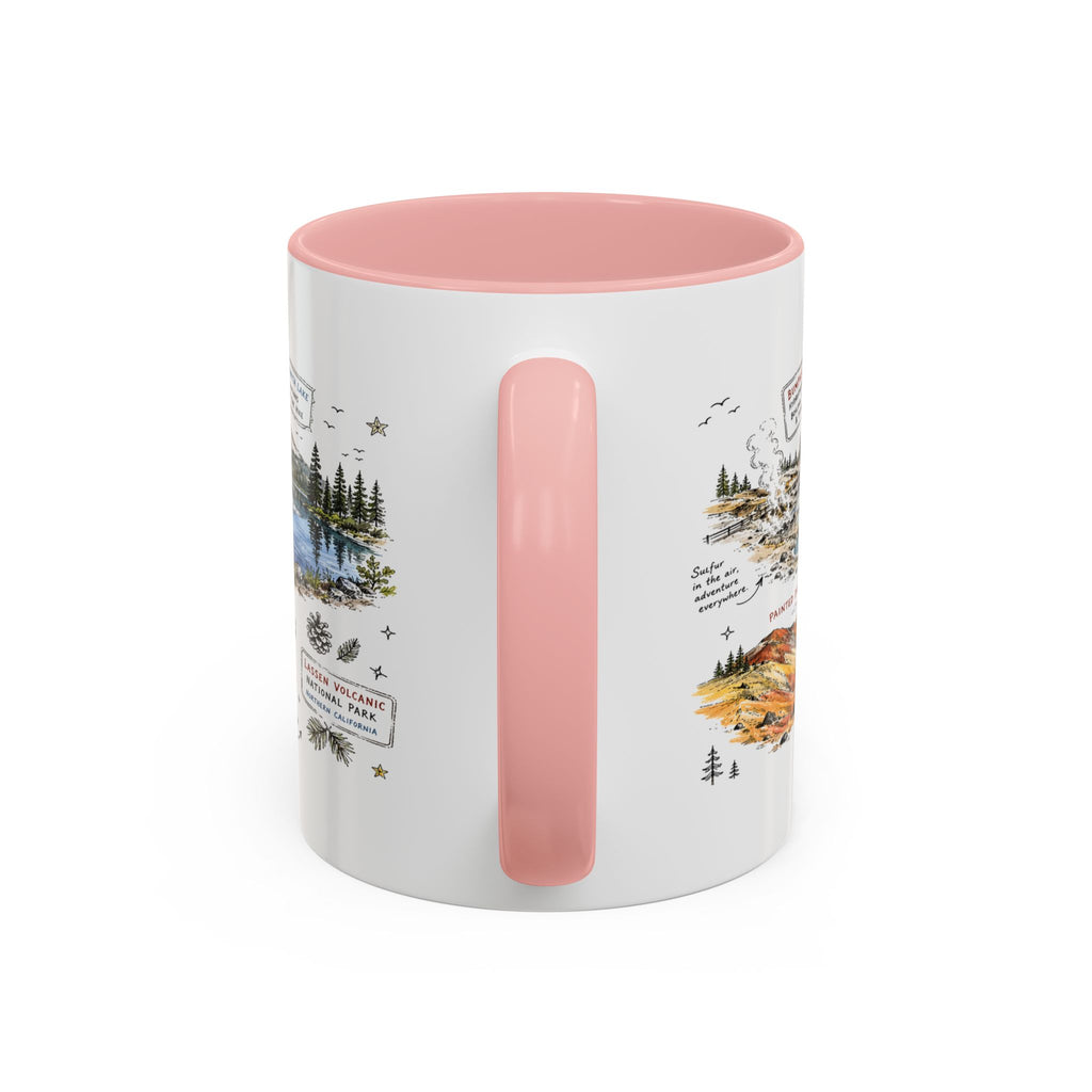 Lassen Volcanic National Park Coffee Mug | California Volcano Geothermal Hiking Gift | Accent Color Ceramic 11oz 15oz