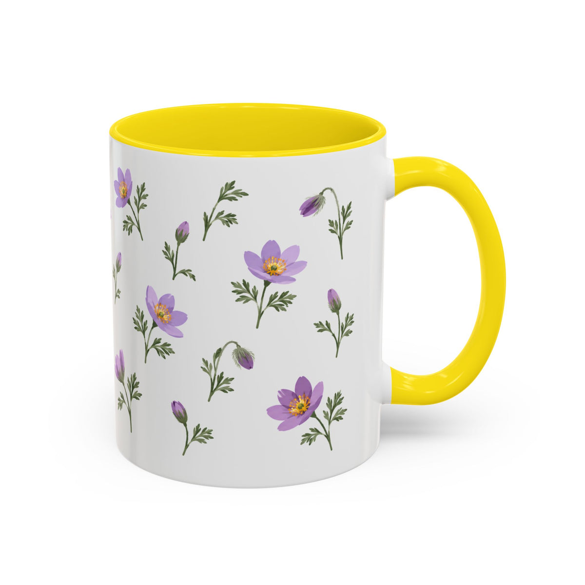 South Dakota Pasque Flower Mug, State Flower Floral Coffee Cup, 11oz Botanical Gift