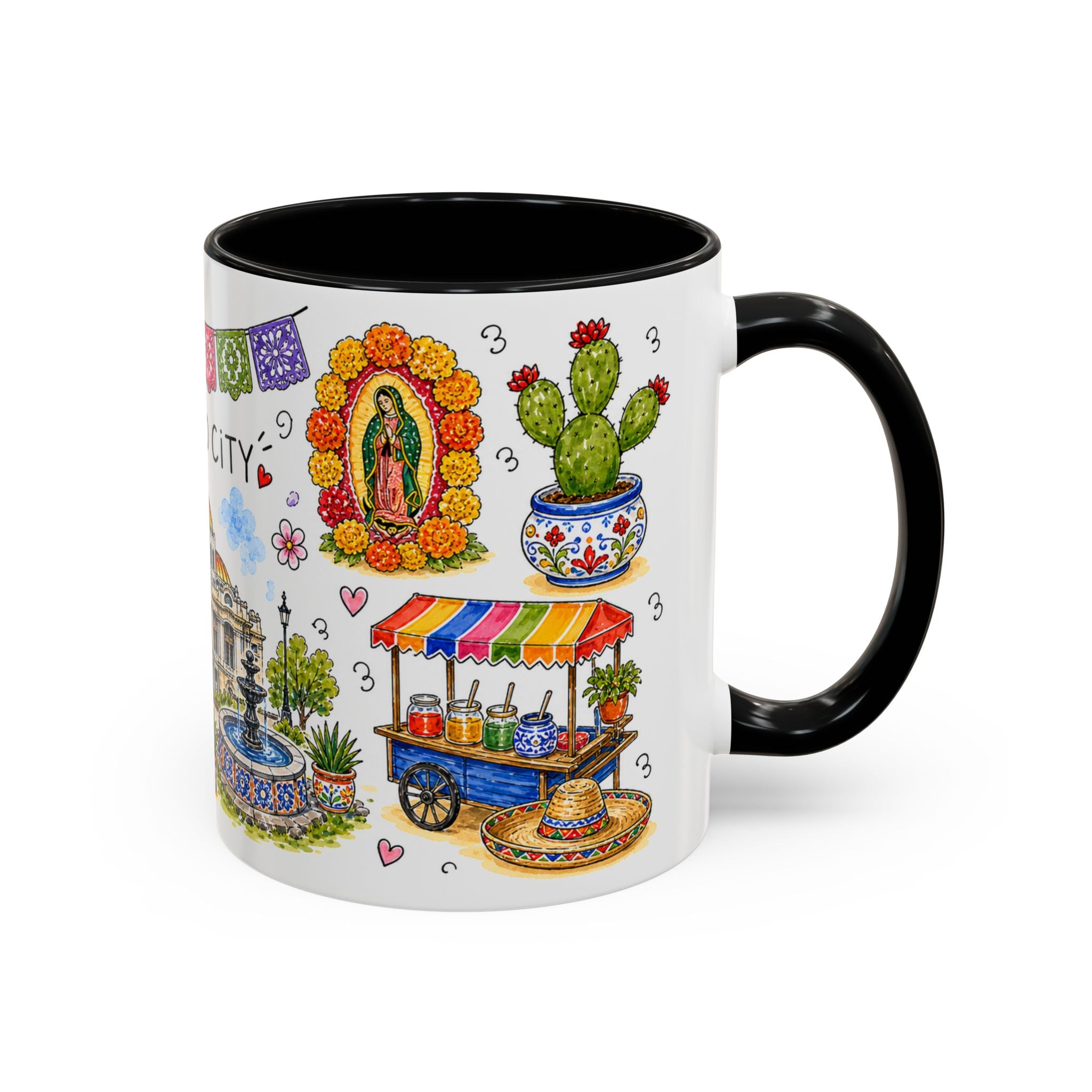 Mexico City Illustrated Travel Mug | City Souvenir Accent Coffee Mug | 11oz 15oz Ceramic Cup