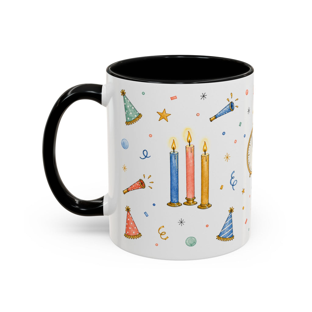 New Year Midnight Mug | Candle Firework Watercolor Party Gift | Accent Cup 11oz 15oz