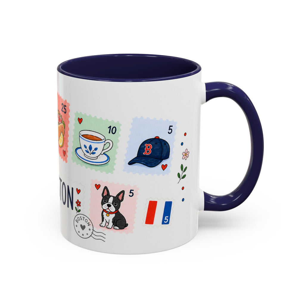 Boston Coffee Mug | Postage Stamp Collage Mug | Travel Souvenir Accent Cup 11oz 15oz