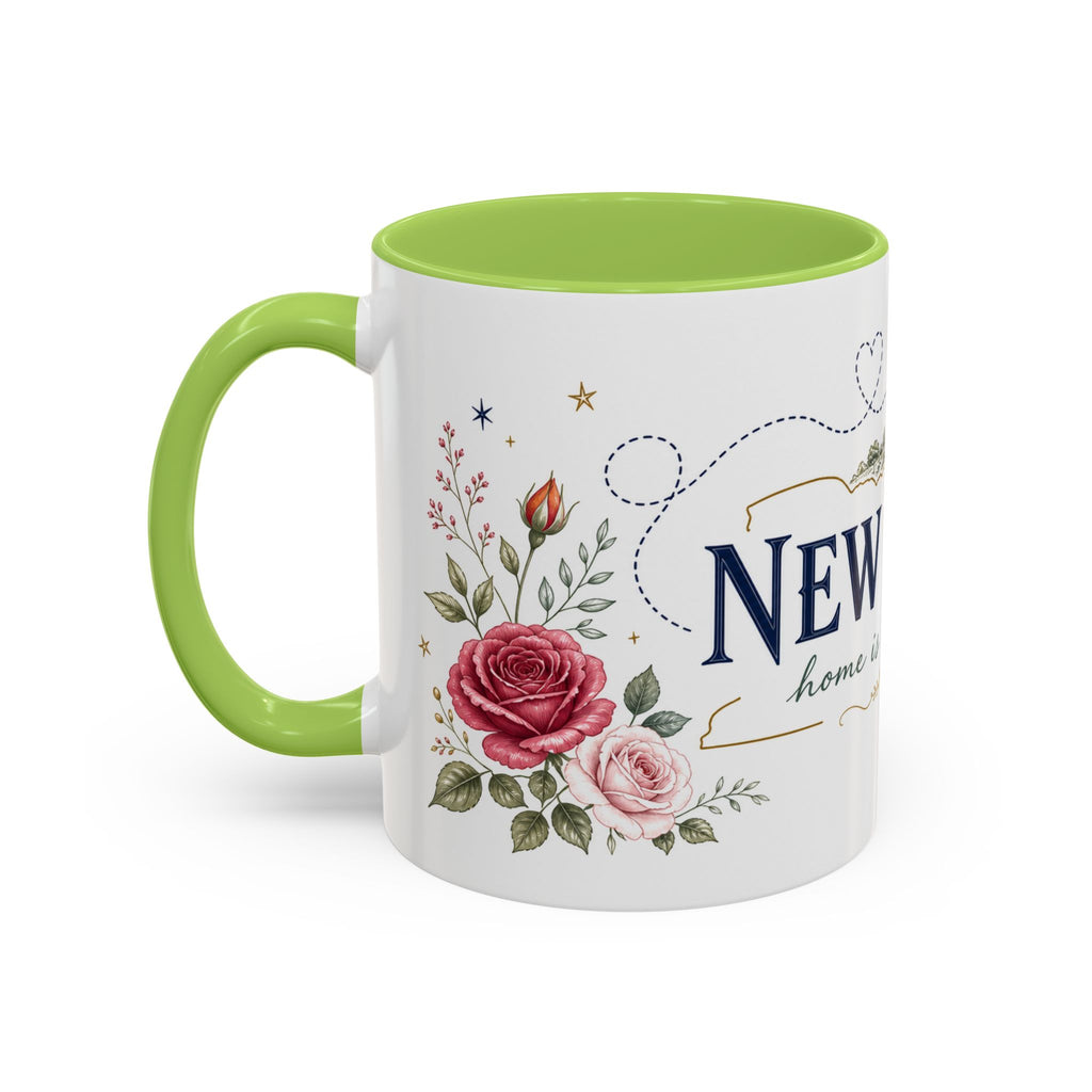 New York State Map Mug | Botanical Rose Accents, Long Distance Friendship Gift