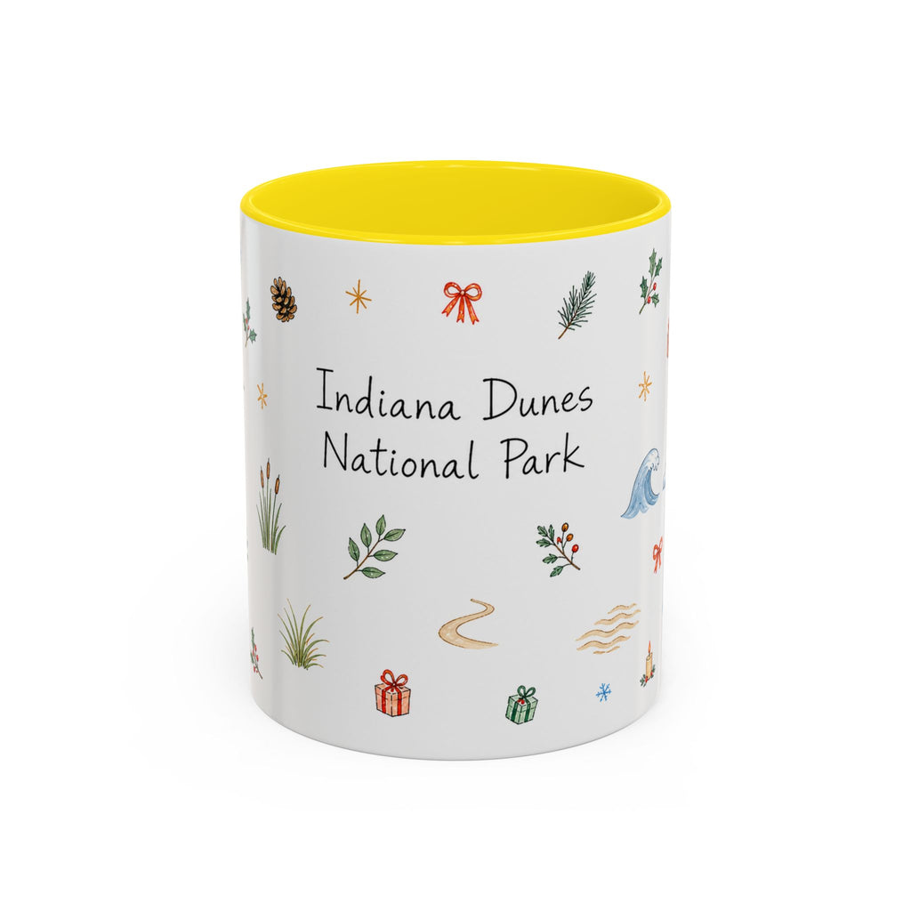 Indiana Dunes National Park Christmas Mug | Watercolor Travel Souvenir | Holiday Gift | Accent Ceramic Coffee Cup 11oz 15oz