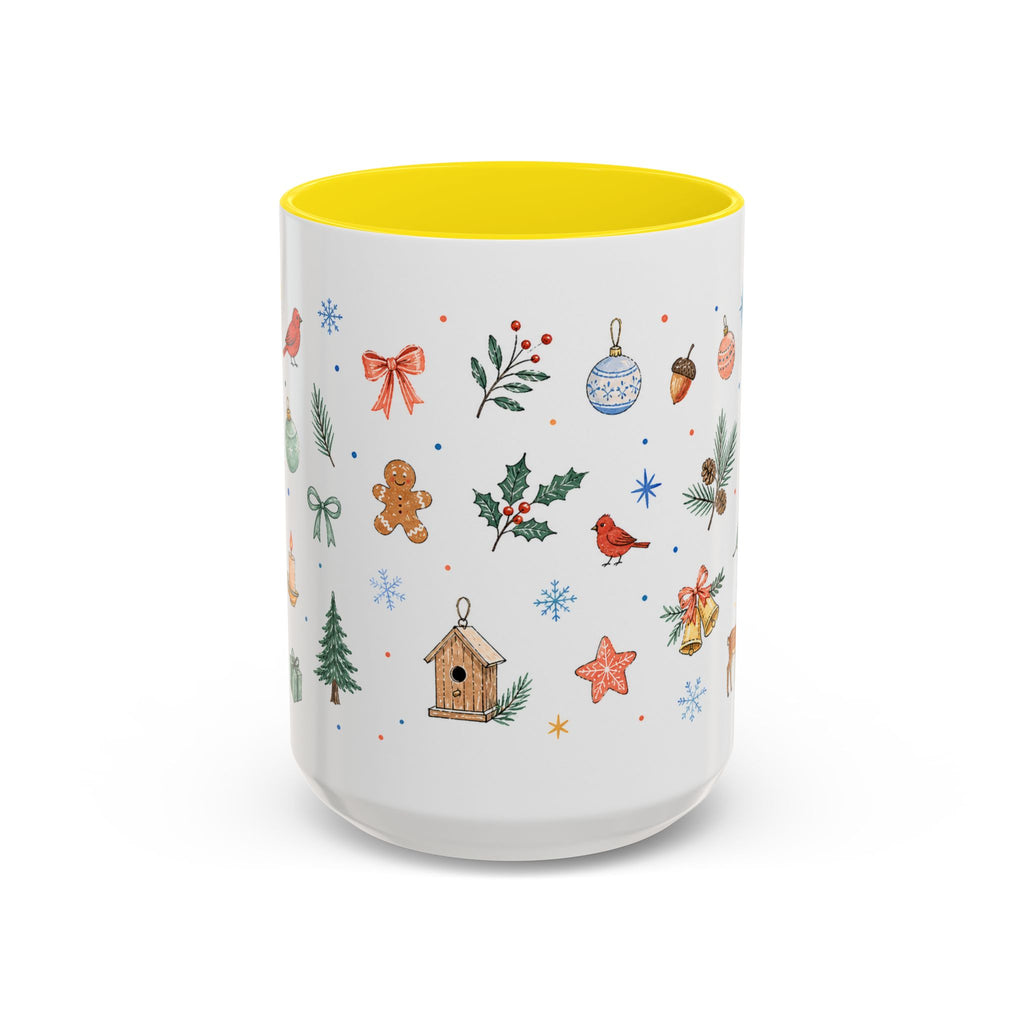 Woodland Christmas Mug | Deer Bird Watercolor Holiday Gift | Accent Cup 11oz 15oz