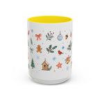 Woodland Christmas Mug | Deer Bird Watercolor Holiday Gift | Accent Cup 11oz 15oz