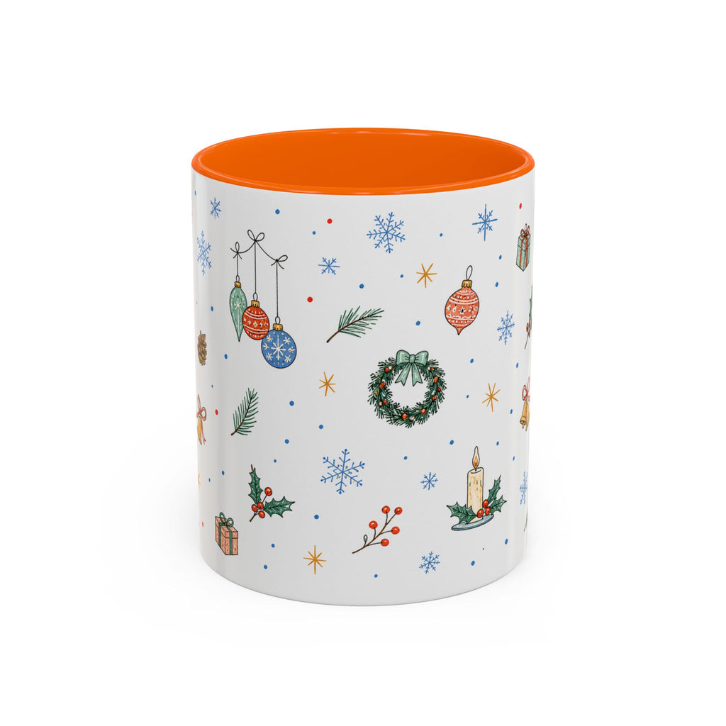 Christmas Ornament Mug | Snowflake Watercolor Holiday Gift | Accent Cup 11oz 15oz