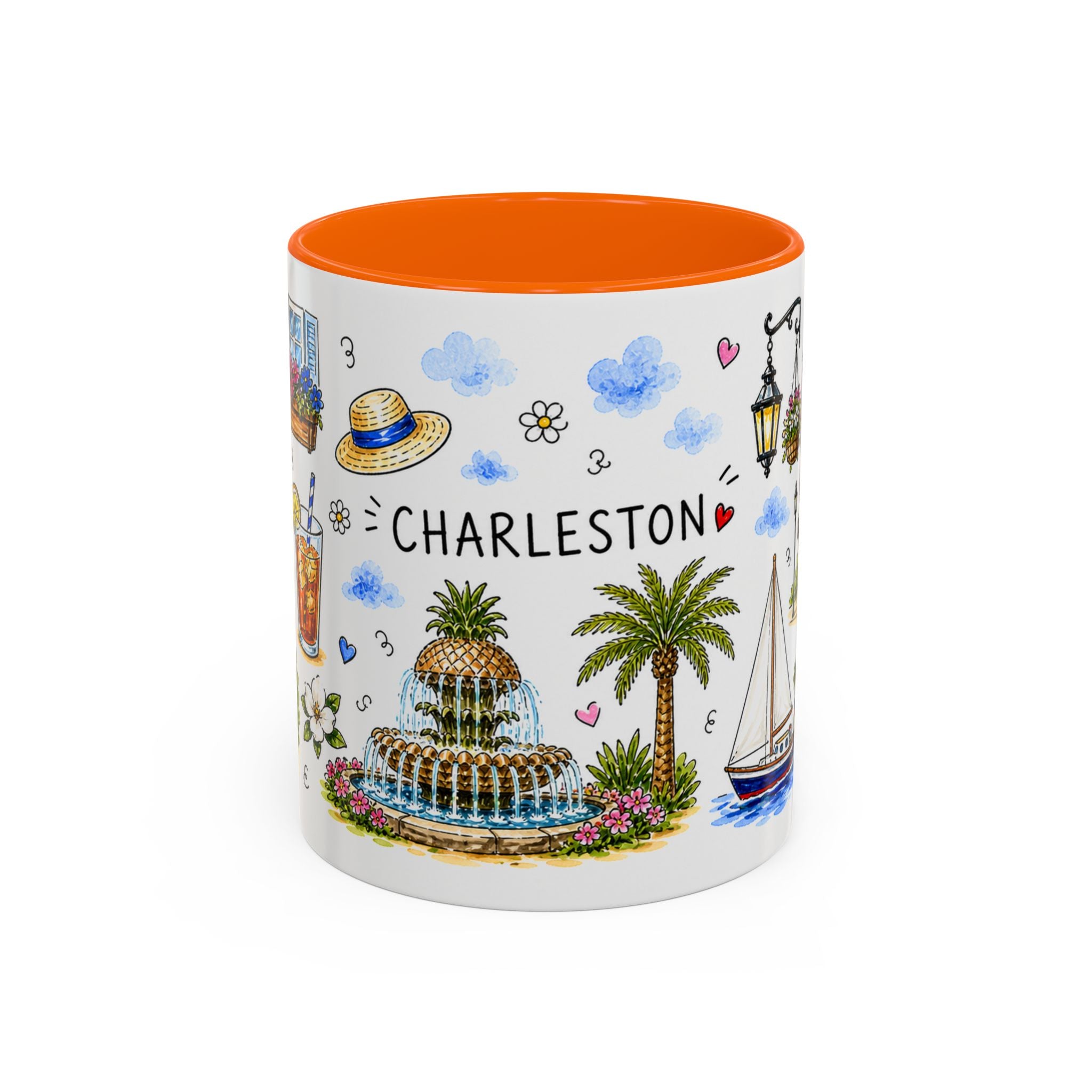 Charleston Illustrated Travel Mug | City Souvenir Accent Coffee Mug | 11oz 15oz Ceramic Cup