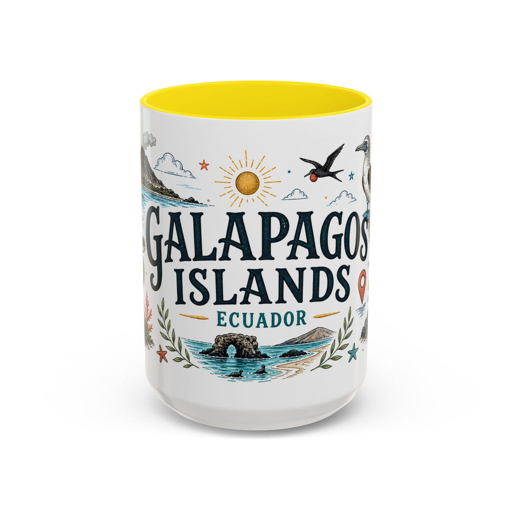 Galapagos Islands Coffee Mug | Travel Destination Souvenir Gift | Accent Color Ceramic 11oz 15oz