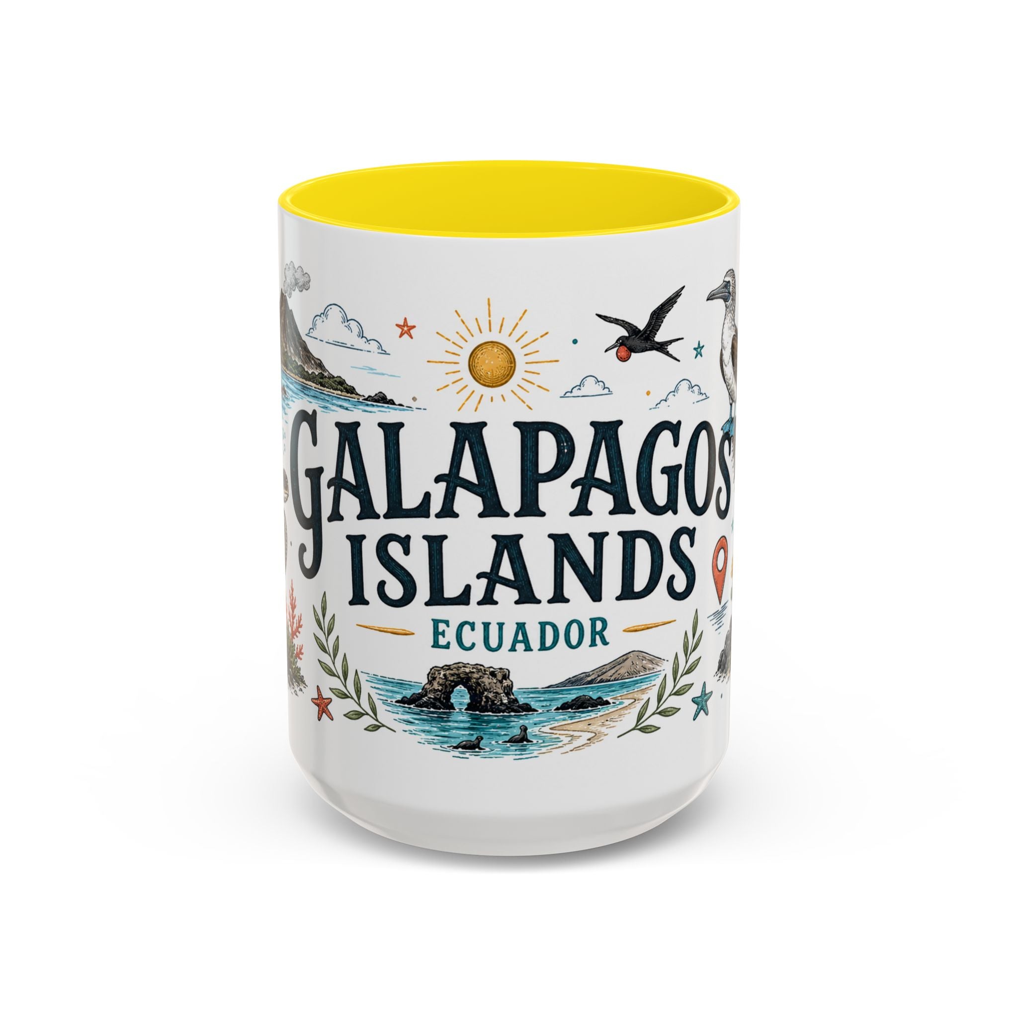 Galapagos Islands Coffee Mug | Travel Destination Souvenir Gift | Accent Color Ceramic 11oz 15oz