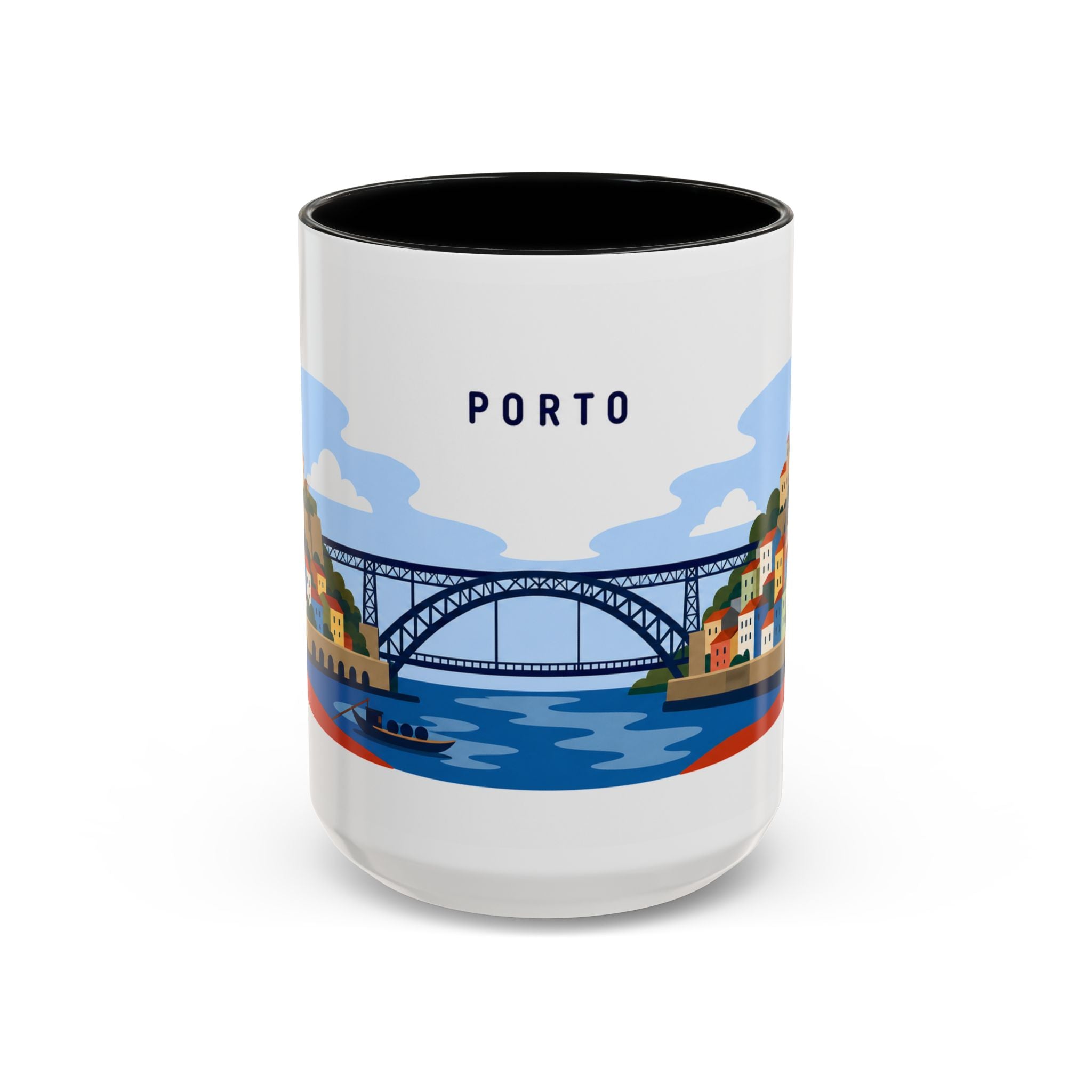 Porto Coffee Mug | Travel Destination Souvenir Gift | Accent Color Ceramic 11oz 15oz