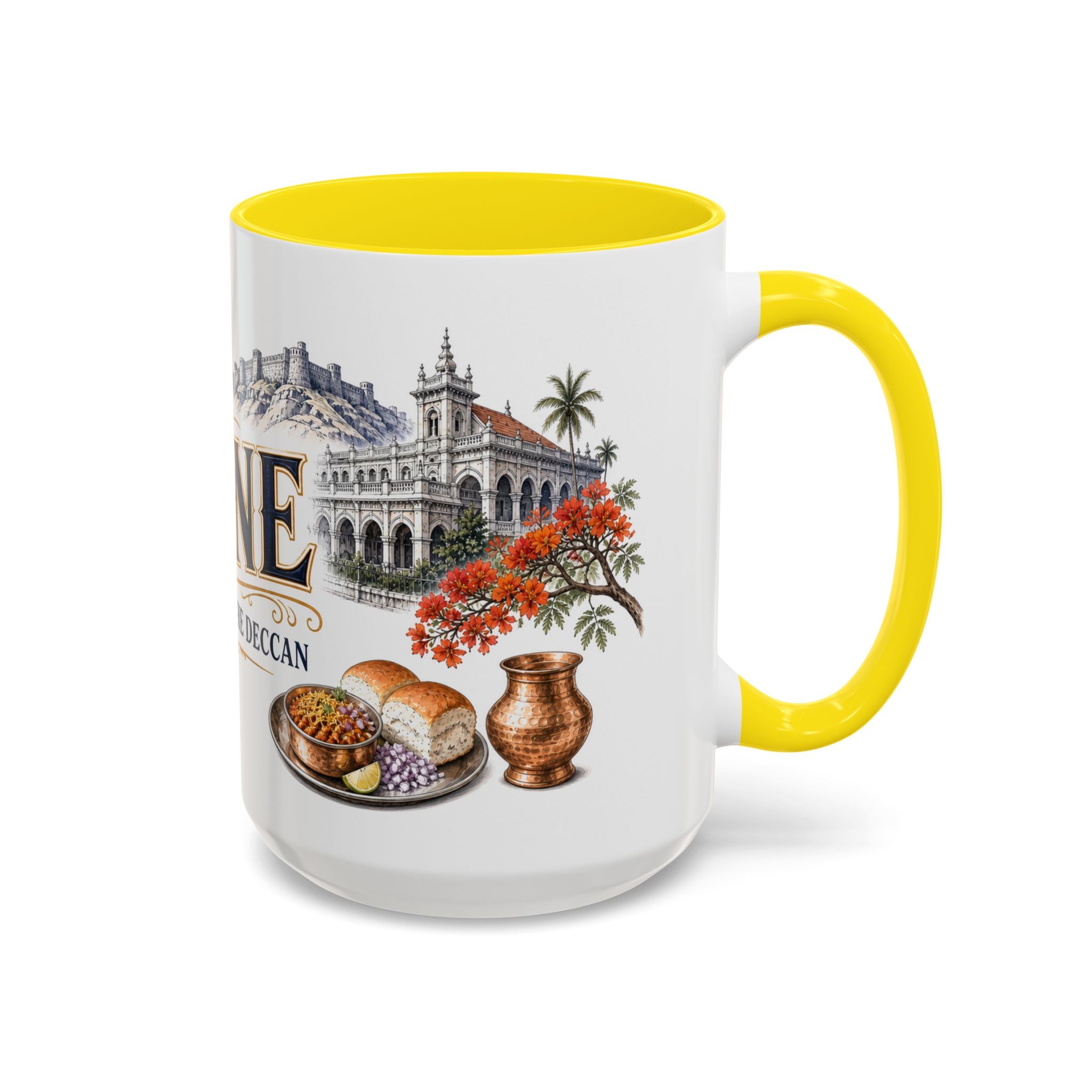 Pune Coffee Mug | India Travel Souvenir | Vintage Illustrated City Gift | 11 oz 15 oz Accent Mug