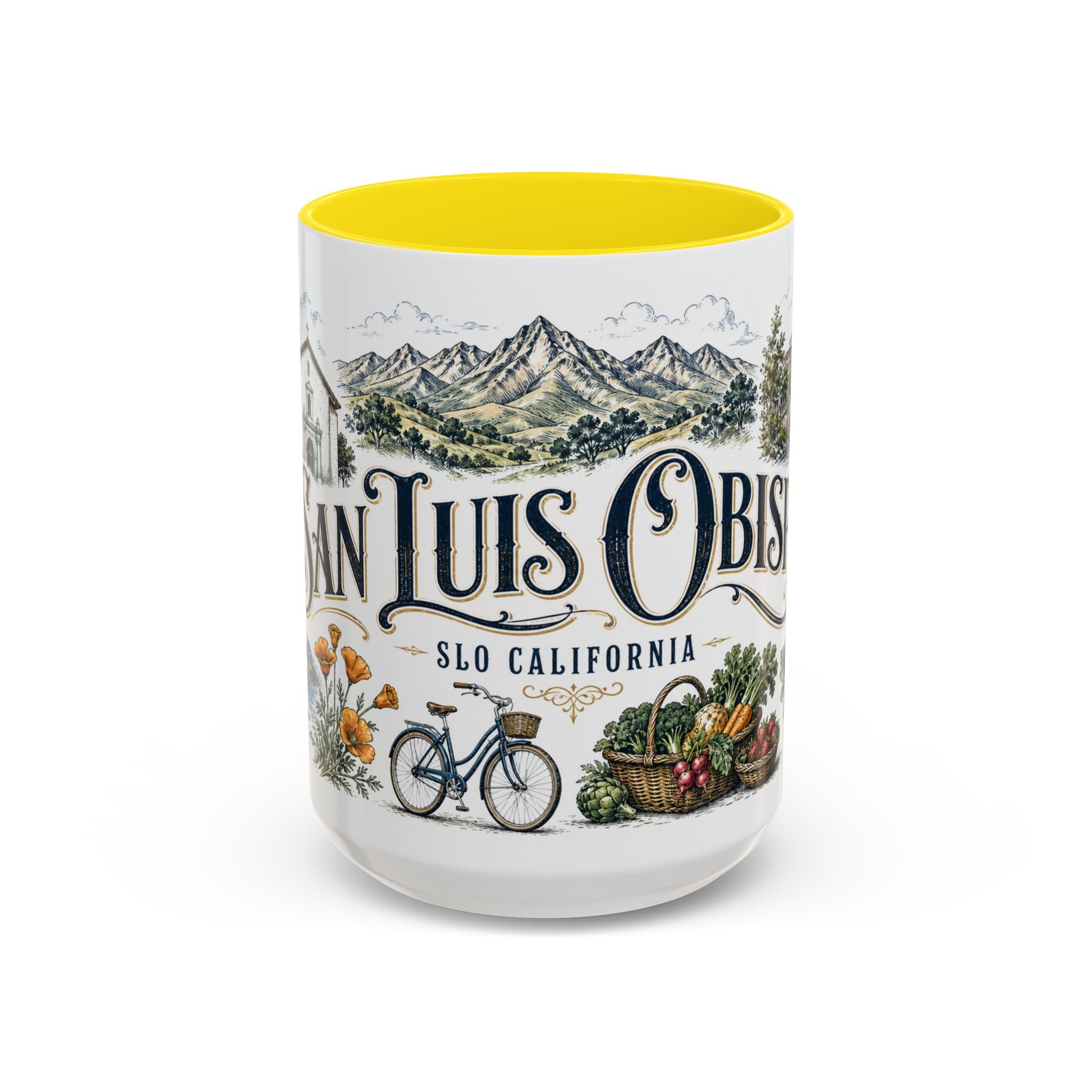 San Luis Obispo Coffee Mug | United States Travel Souvenir | Vintage Illustrated City Gift | 11 oz 15 oz Accent Mug