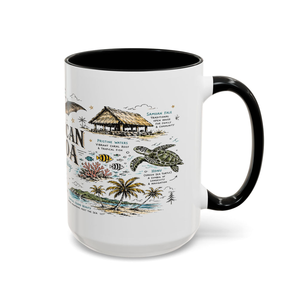 American Samoa National Park Coffee Mug | Pacific Island Rainforest Reef Gift | Accent Color Ceramic 11oz 15oz