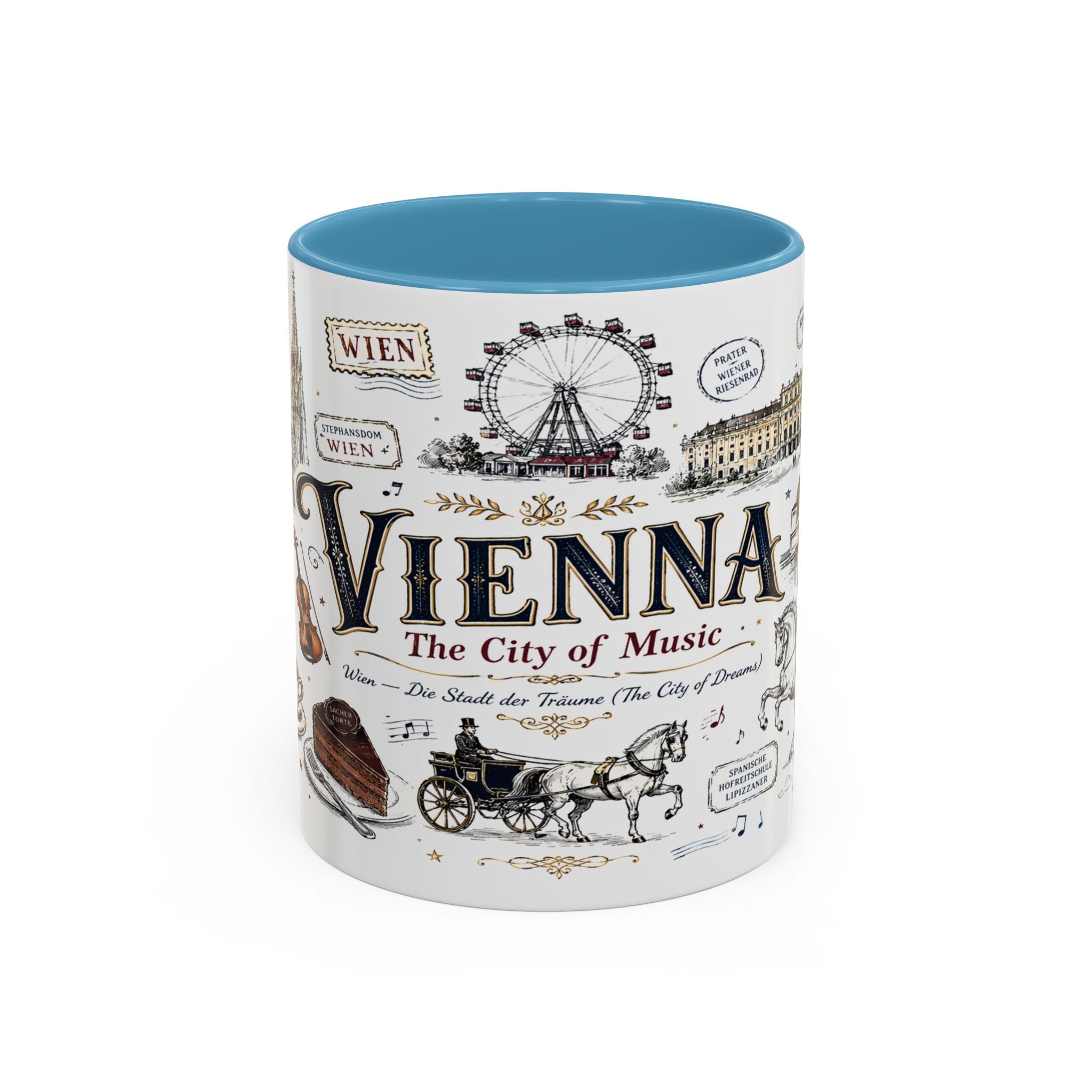 Vienna Coffee Mug | Austria Souvenir Travel Gift | Accent Color Ceramic 11oz 15oz