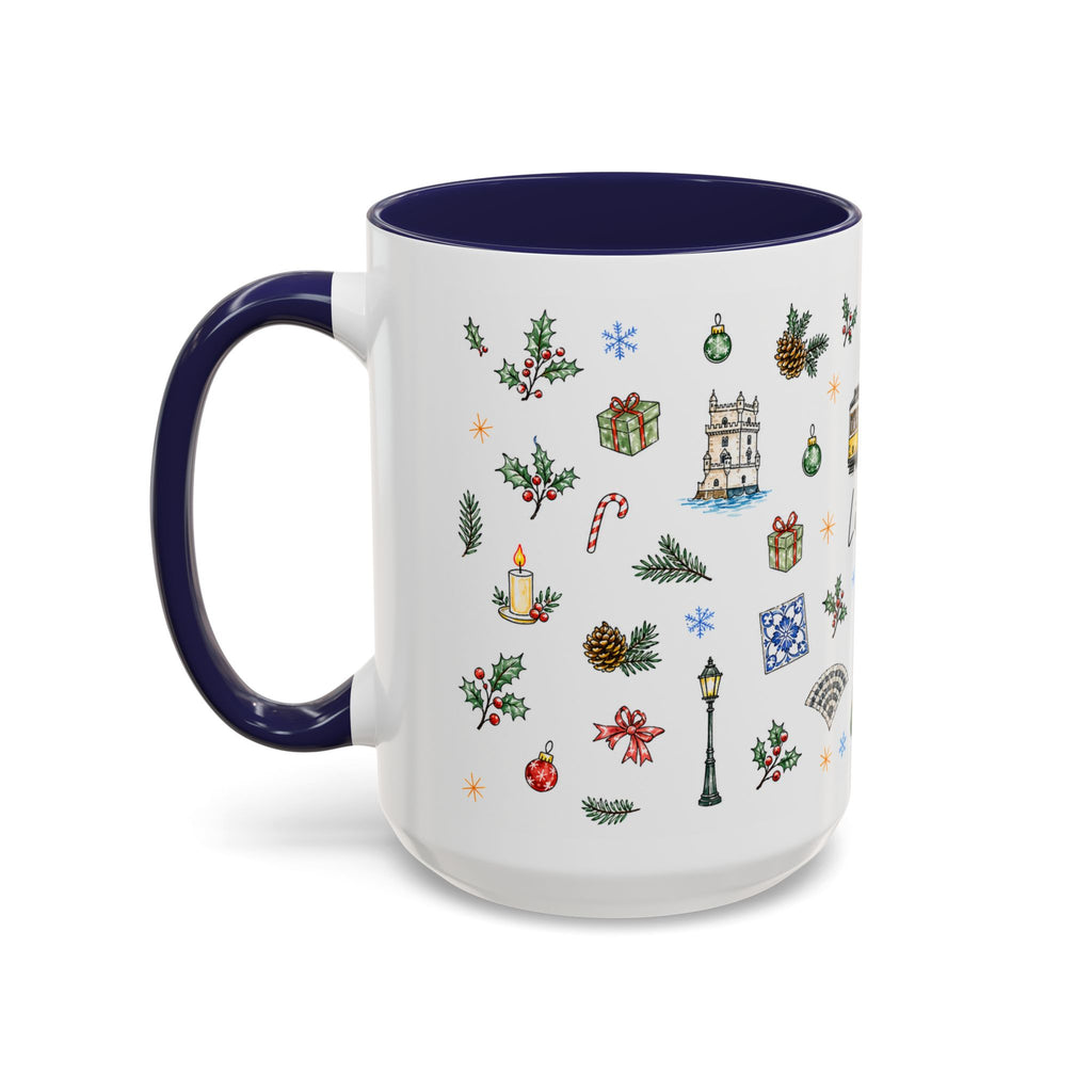 Lisbon Christmas Mug | Watercolor City Souvenir | Ceramic Coffee Cup 11oz 15oz