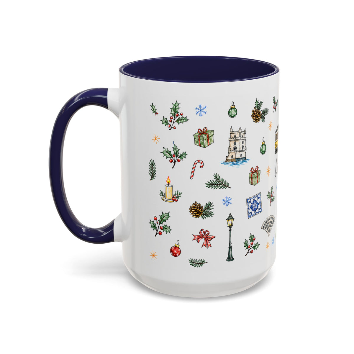 Lisbon Christmas Mug | Watercolor City Souvenir | Ceramic Coffee Cup 11oz 15oz