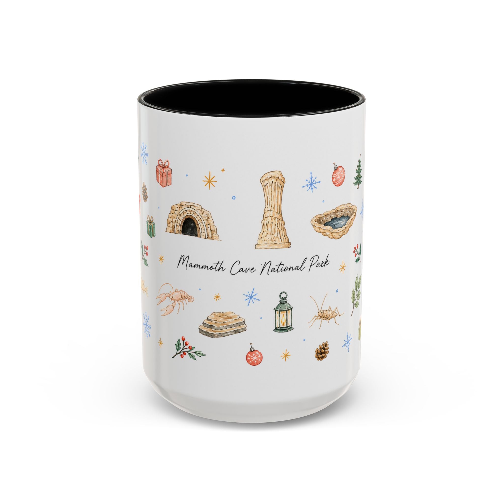 Mammoth Cave National Park Christmas Mug | Watercolor Travel Souvenir | Holiday Gift | Accent Ceramic Coffee Cup 11oz 15oz