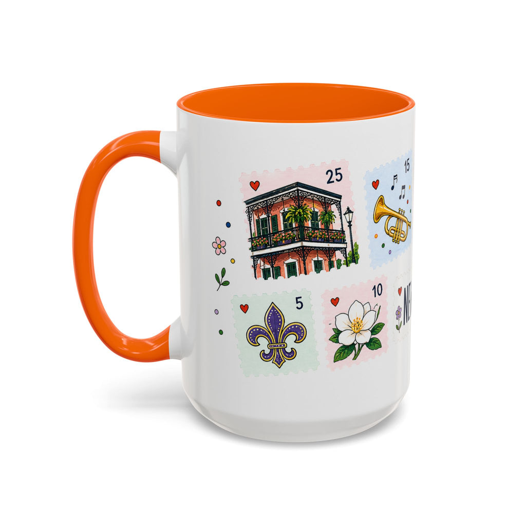 New Orleans Coffee Mug | Postage Stamp Collage Mug | Travel Souvenir Accent Cup 11oz 15oz