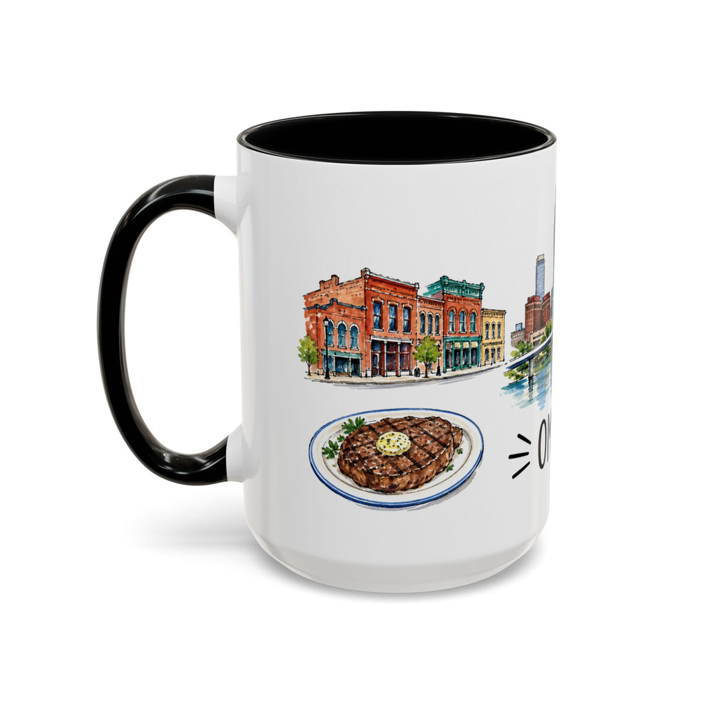 Omaha Illustrated Travel Mug | City Souvenir Accent Coffee Mug | 11oz 15oz Ceramic Cup
