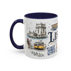 Lisbon Coffee Mug | Portugal Travel Souvenir | Vintage Illustrated City Gift | 11 oz 15 oz Accent Mug