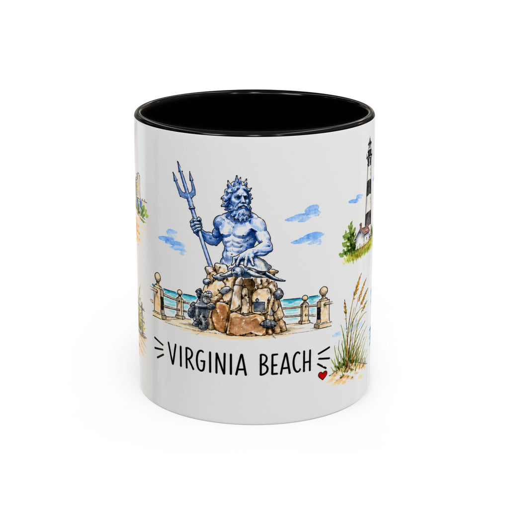 Virginia Beach Illustrated Travel Mug | City Souvenir Accent Coffee Mug | 11oz 15oz Ceramic Cup