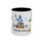 Virginia Beach Illustrated Travel Mug | City Souvenir Accent Coffee Mug | 11oz 15oz Ceramic Cup