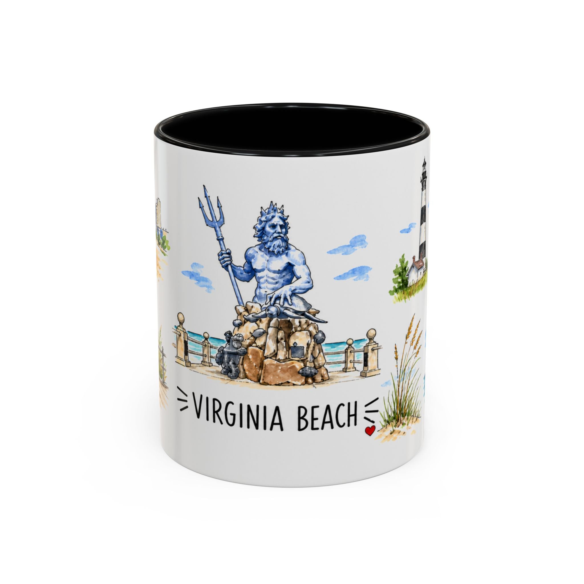 Virginia Beach Illustrated Travel Mug | City Souvenir Accent Coffee Mug | 11oz 15oz Ceramic Cup