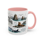 Kenai Fjords National Park Coffee Mug | Alaska Coastal Wildlife Hiking Gift | Accent Color Ceramic 11oz 15oz