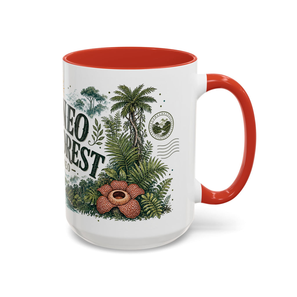 Borneo Rainforest Coffee Mug | Travel Destination Souvenir Gift | Accent Color Ceramic 11oz 15oz