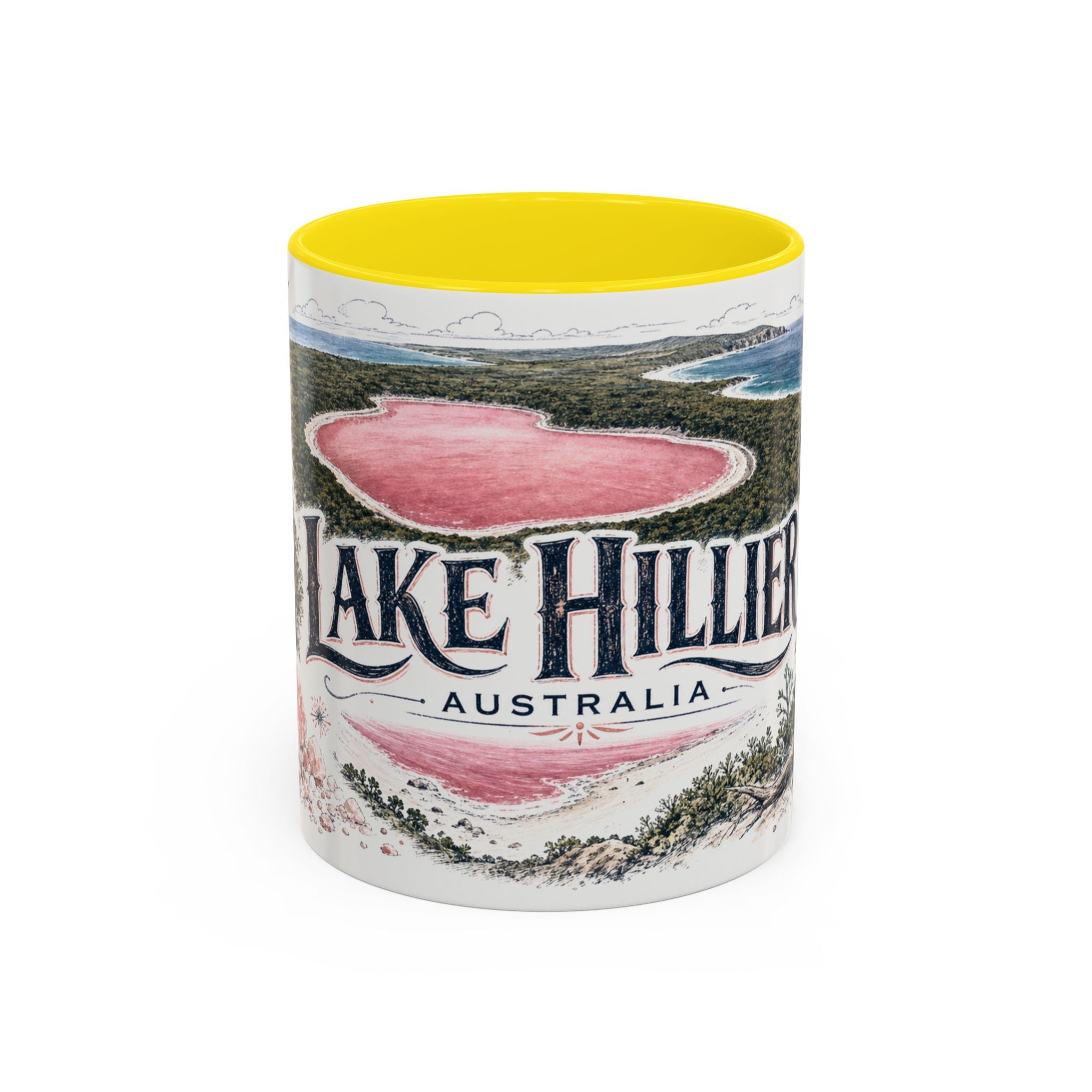 Lake Hillier Mug, Australia Travel Souvenir, Bucket List Gift, Accent Ceramic Coffee Mug 11oz 15oz
