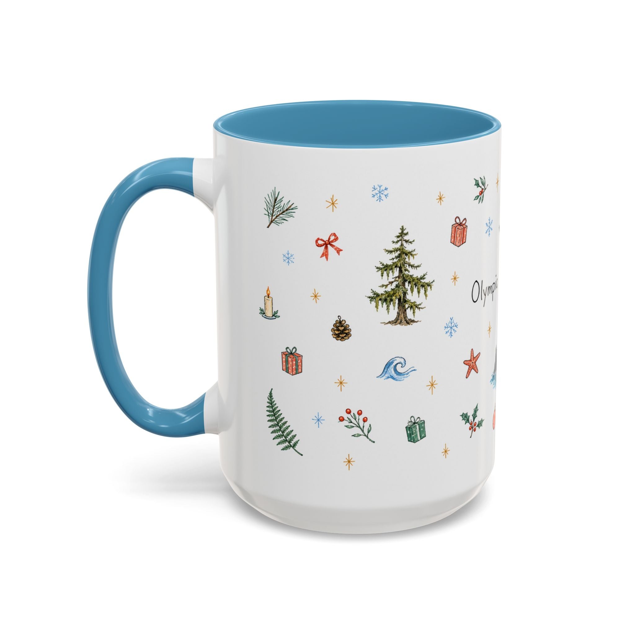 Olympic National Park Christmas Mug | Watercolor Travel Souvenir | Holiday Gift | Accent Ceramic Coffee Cup 11oz 15oz