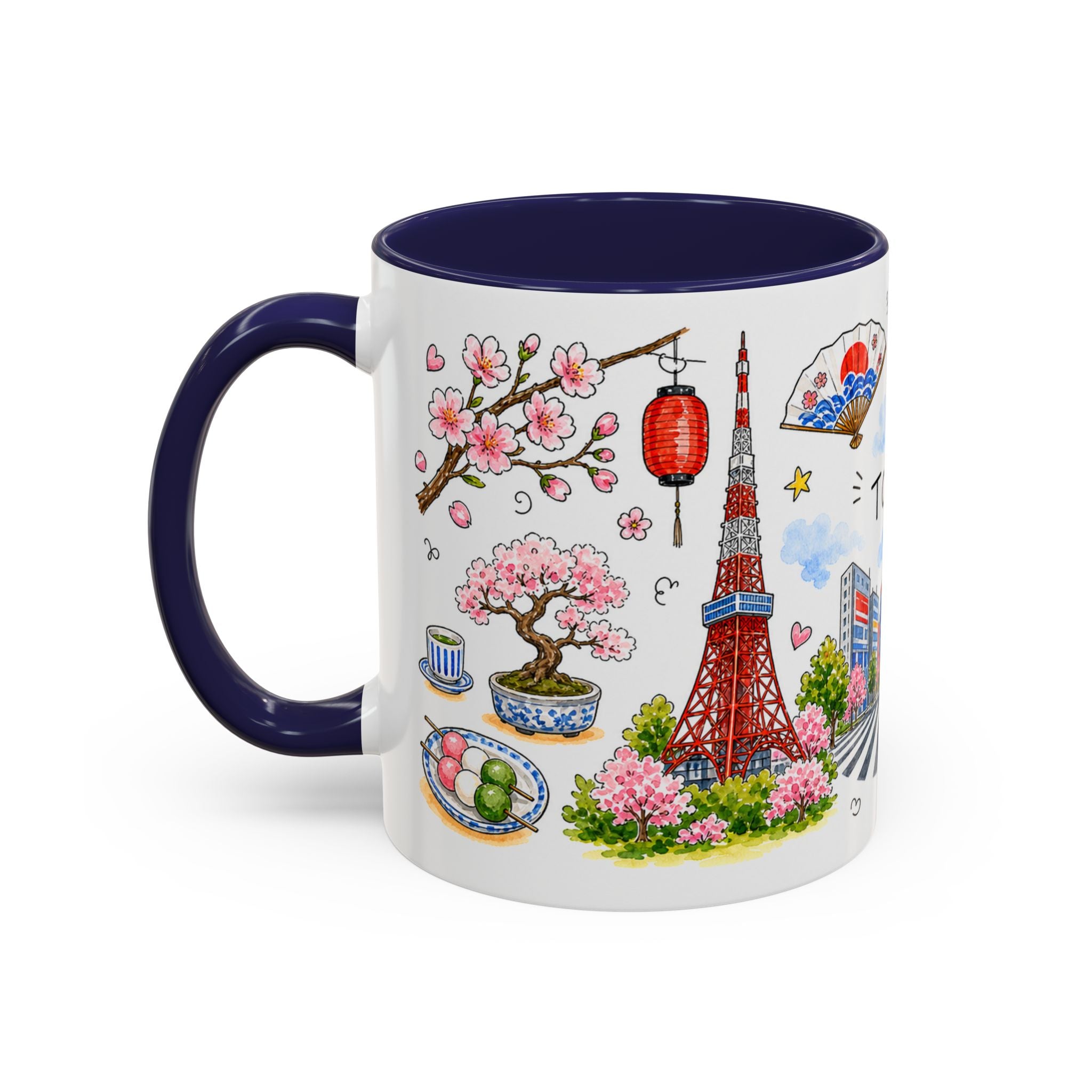 Tokyo Illustrated Travel Mug | City Souvenir Accent Coffee Mug | 11oz 15oz Ceramic Cup