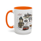 Prague Coffee Mug | Czech Republic Souvenir Travel Gift | Accent Color Ceramic 11oz 15oz
