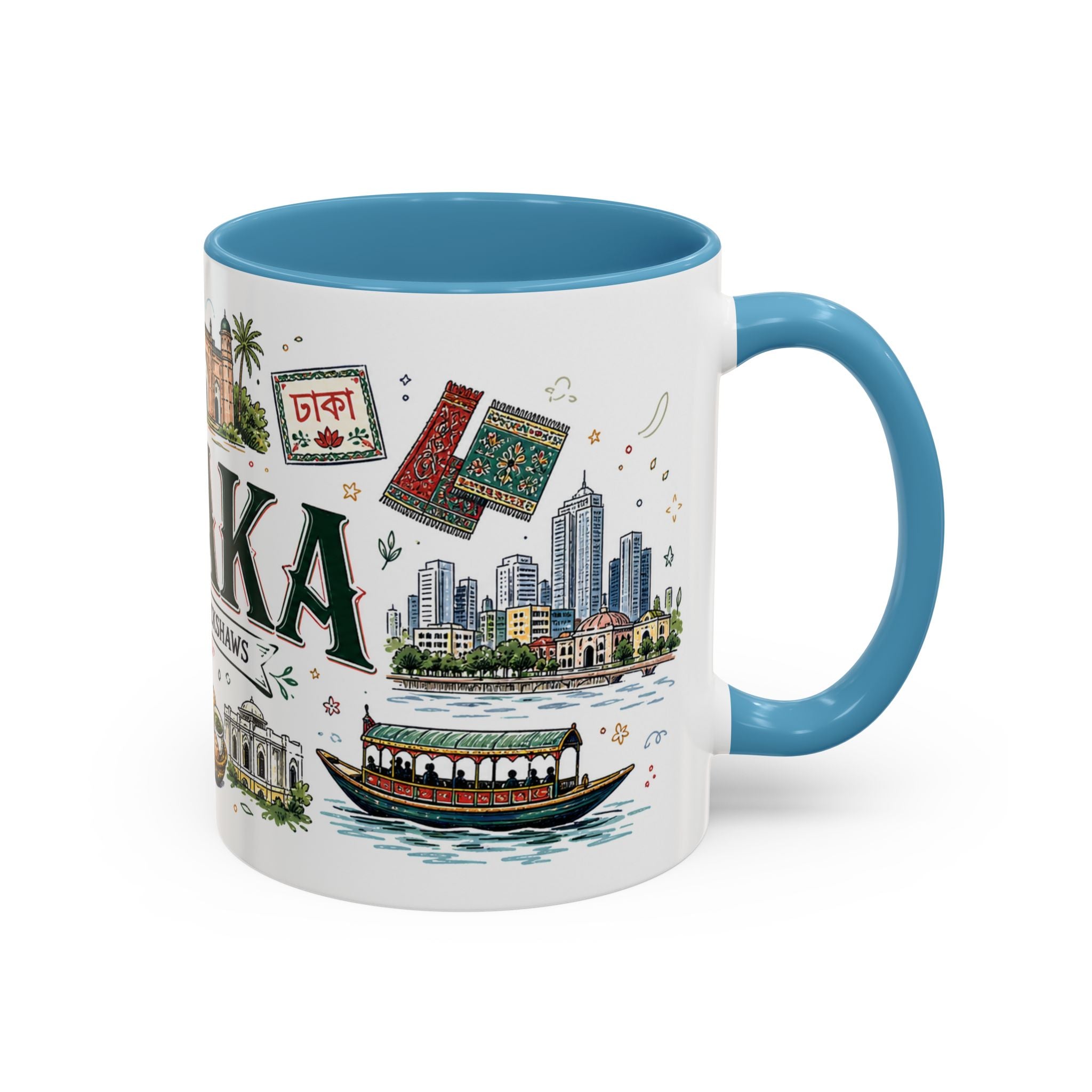 Dhaka Coffee Mug | Bangladesh Souvenir Travel Gift | Accent Color Ceramic 11oz 15oz