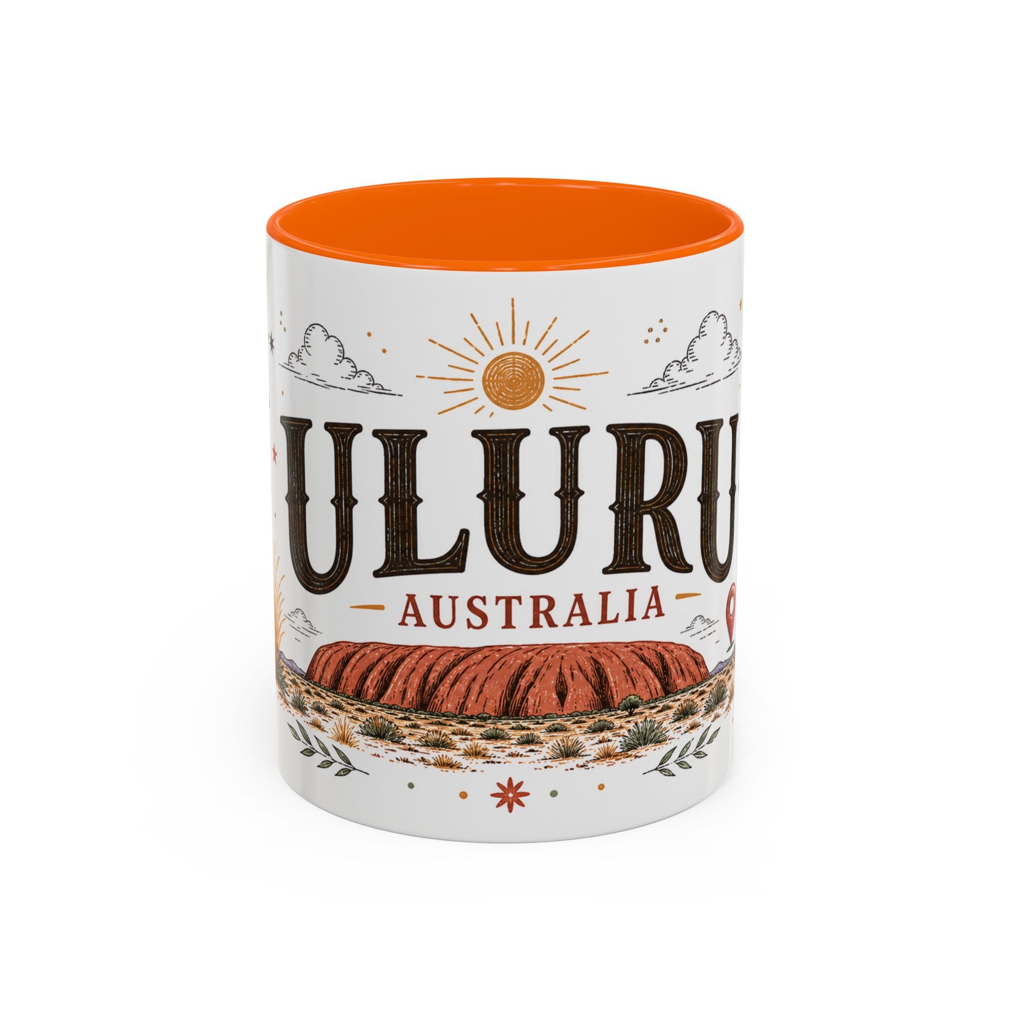 Uluru Coffee Mug | Travel Destination Souvenir Gift | Accent Color Ceramic 11oz 15oz