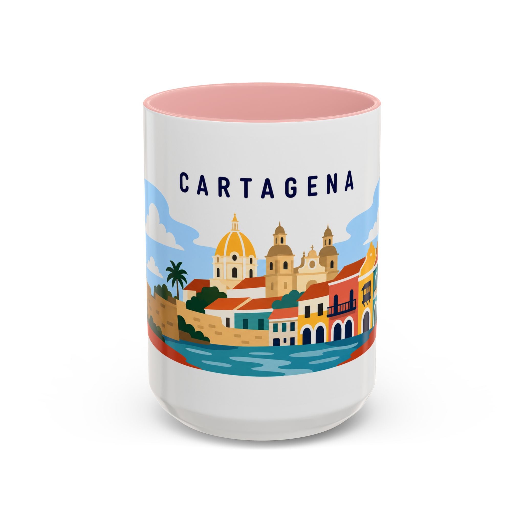 Cartagena Coffee Mug | Travel Destination Souvenir Gift | Accent Color Ceramic 11oz 15oz