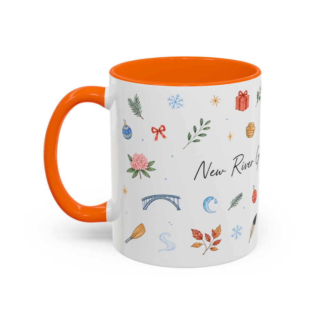New River Gorge National Park Christmas Mug | Watercolor Travel Souvenir | Holiday Gift | Accent Ceramic Coffee Cup 11oz 15oz
