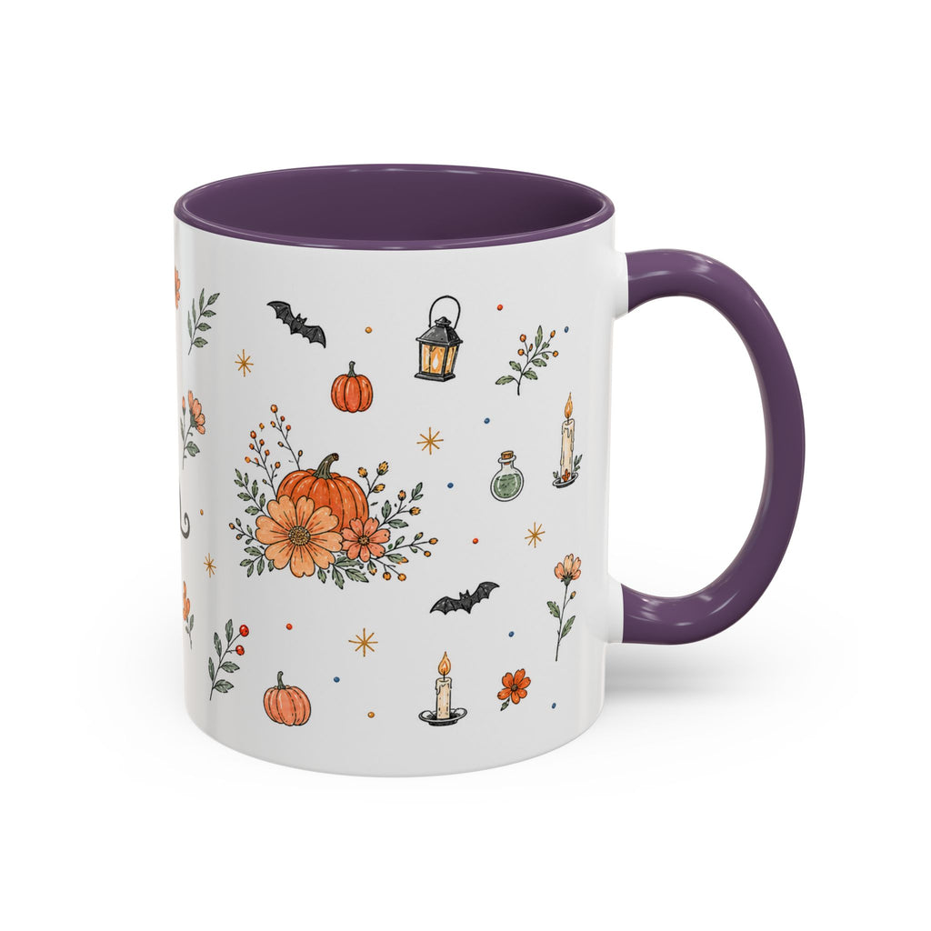 Black Cat Halloween Mug | Pumpkin Moon Watercolor Gift | Spooky Accent Cup 11oz 15oz
