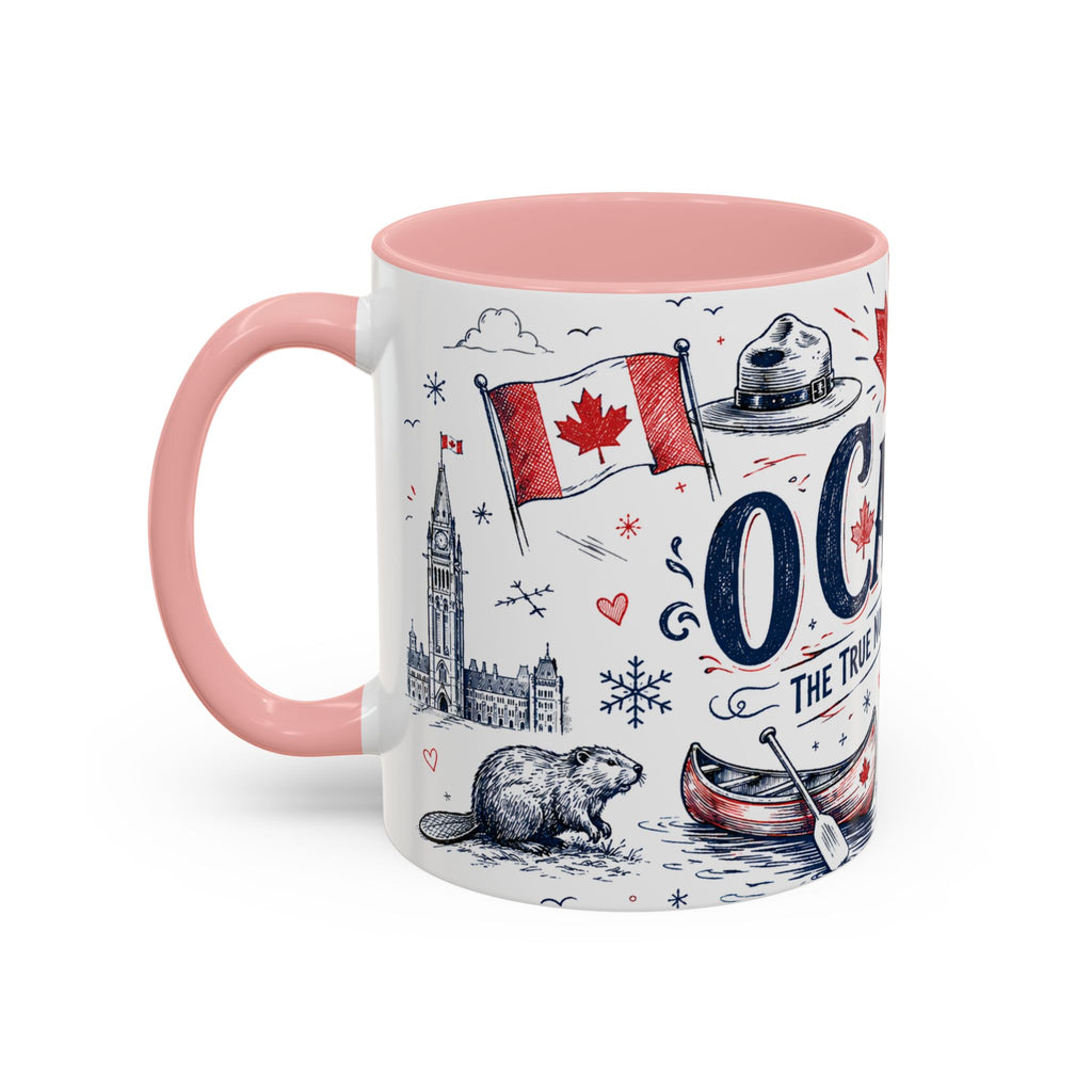 O Canada True North Coffee Mug | Canadian Pride Gift | Accent Color Ceramic 11oz 15oz