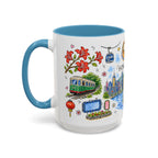 Hong Kong Illustrated Travel Mug | City Souvenir Accent Coffee Mug | 11oz 15oz Ceramic Cup