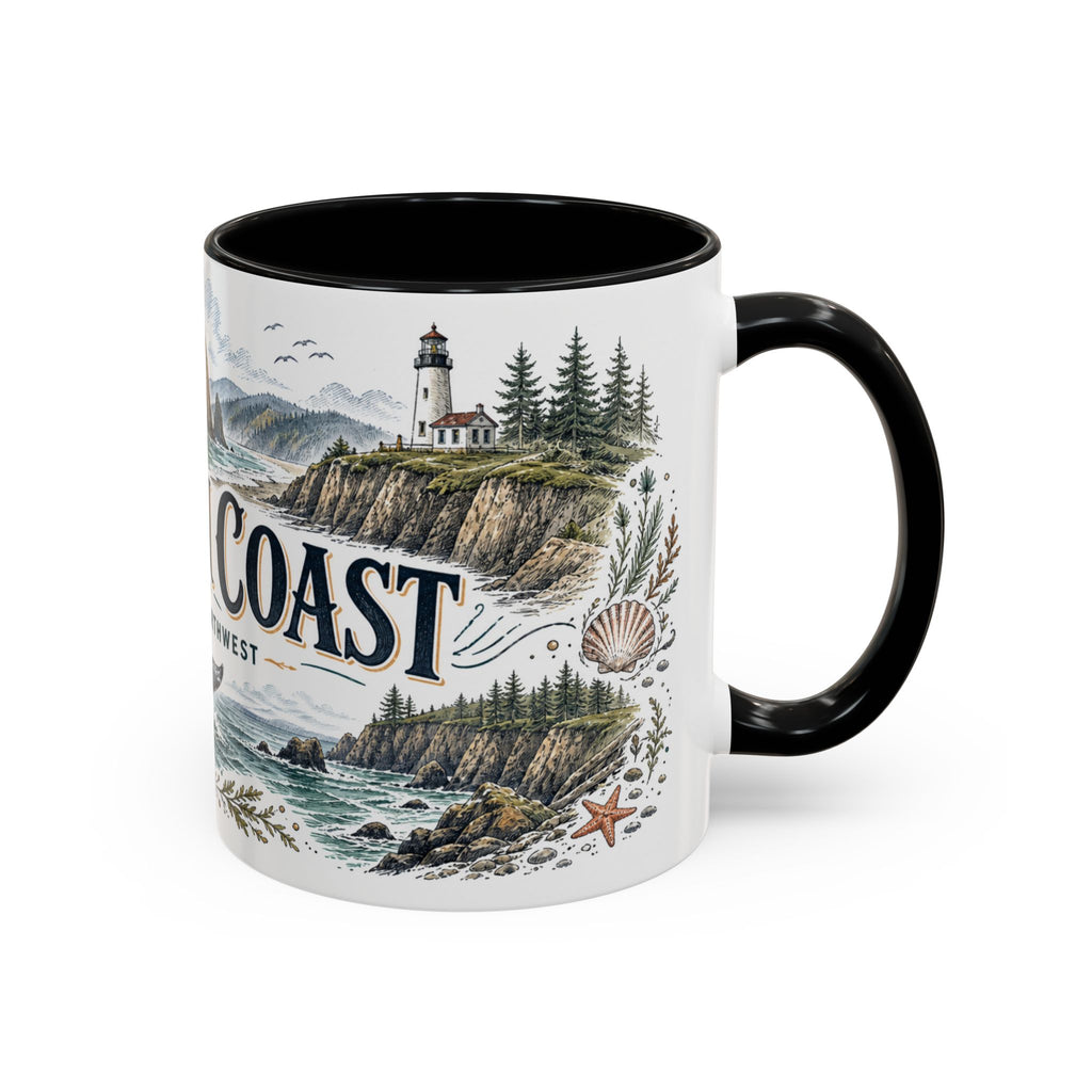 Oregon Coast Mug, Pacific Northwest Travel Souvenir, Bucket List Gift, Accent Ceramic Coffee Mug 11oz 15oz