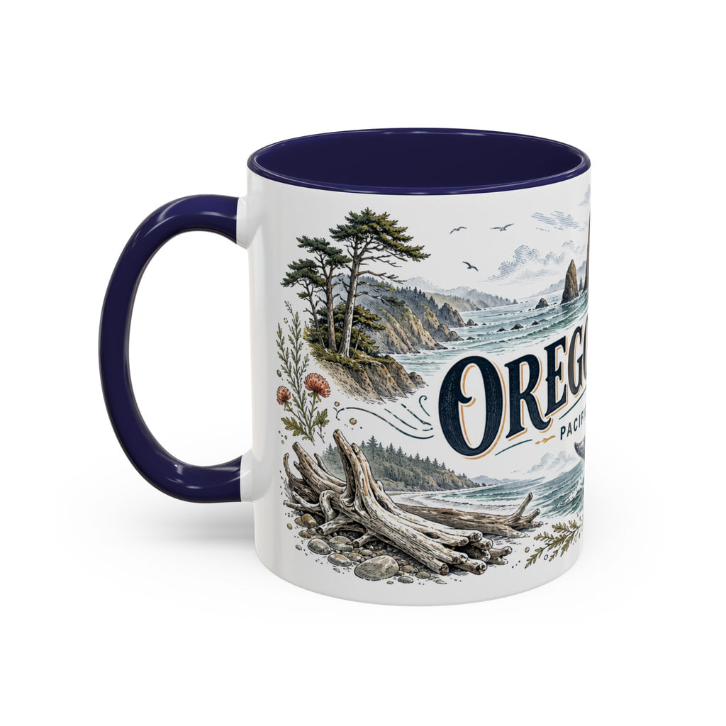 Oregon Coast Mug, Pacific Northwest Travel Souvenir, Bucket List Gift, Accent Ceramic Coffee Mug 11oz 15oz