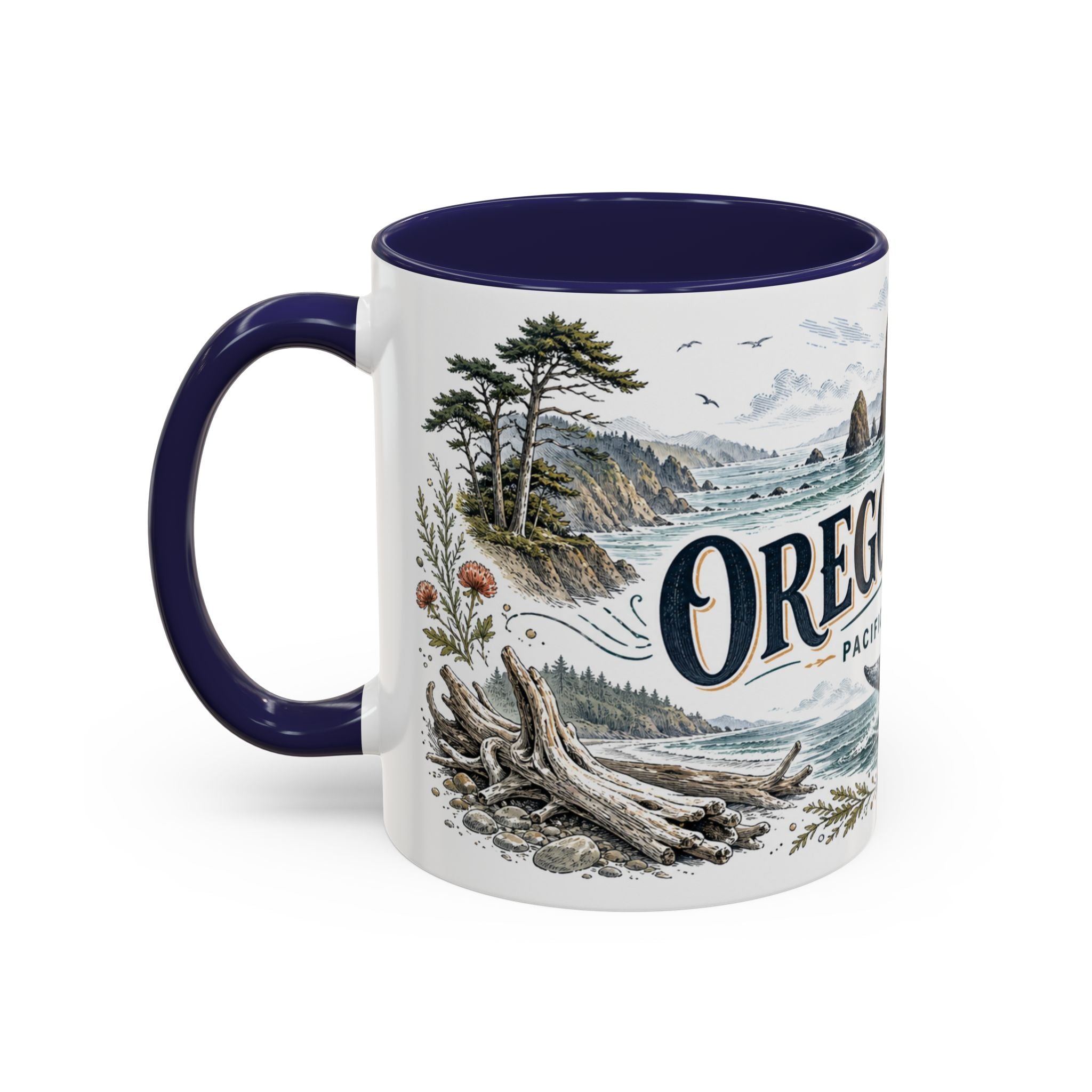 Oregon Coast Mug, Pacific Northwest Travel Souvenir, Bucket List Gift, Accent Ceramic Coffee Mug 11oz 15oz